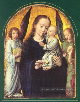  Musique Tableaux - Marie et l’enfant avec deux anges faisant de la musique Gerard David